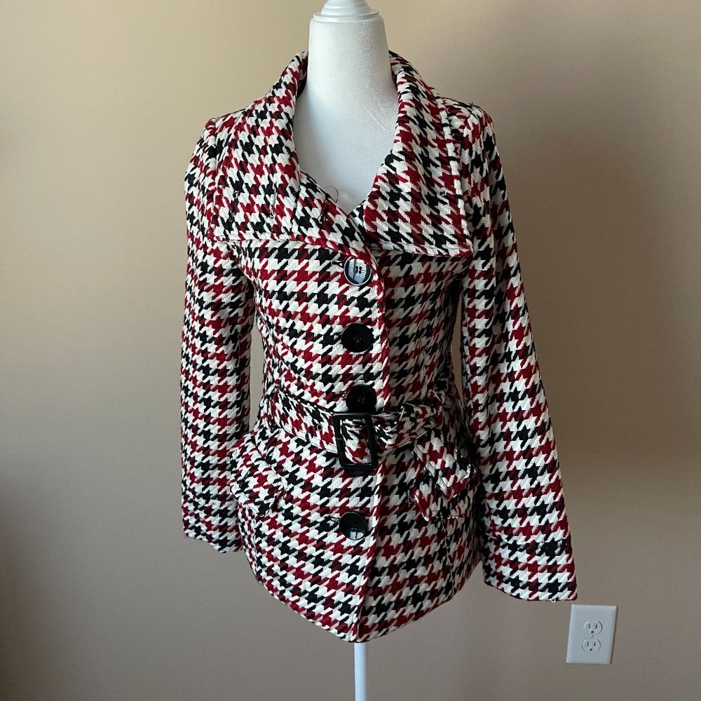 Body Central Houndstooth Belted Jacket Size S